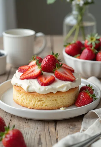 Bolo de mascarpone com morangos em apresentação elegante