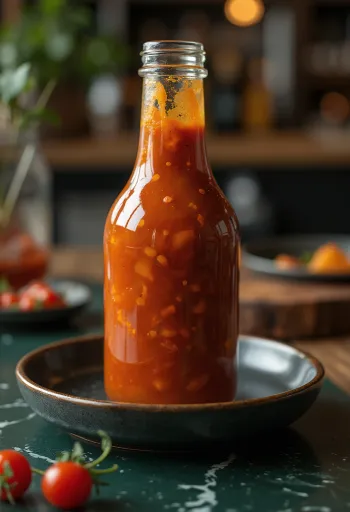 Molho barbecue picante de laranja servido