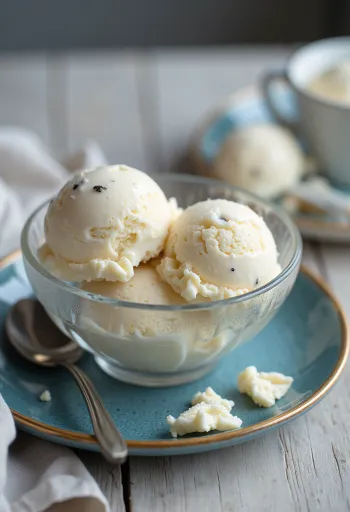 Gelado de baunilha vegano cremoso servido