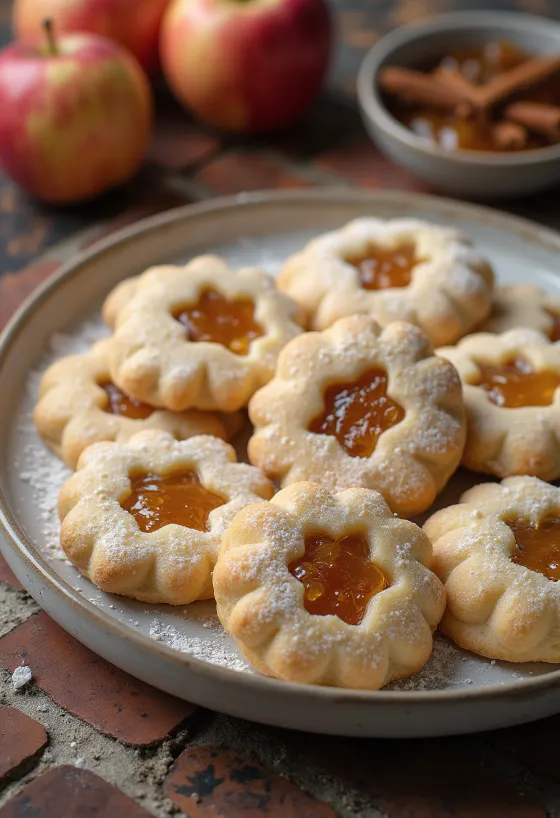 Linzer de maçã e canela servido