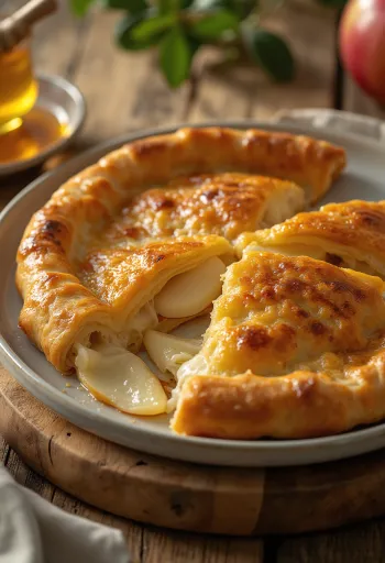 Calzone de maçã e queijo servido