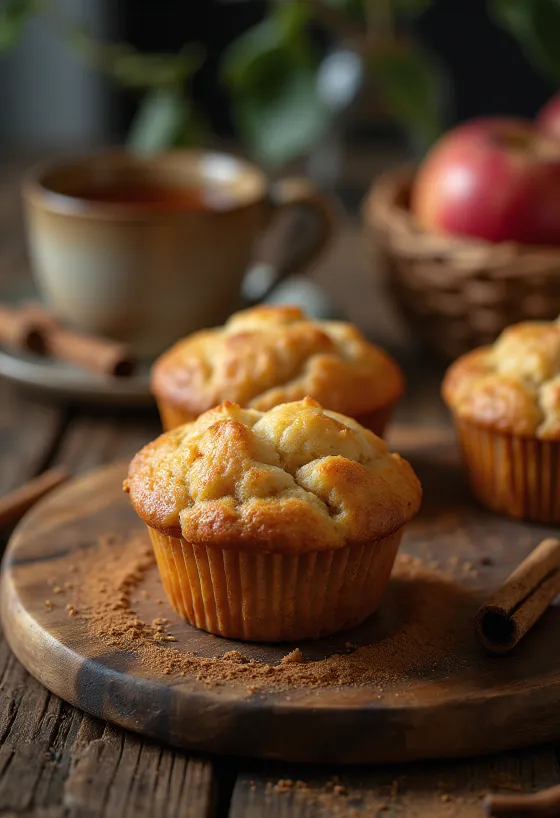 Muffins de maçã e canela servidos