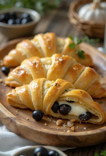 Burek de queijo creme e azeitonas servido