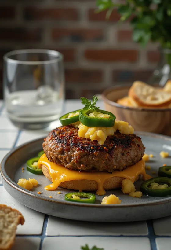 Hambúrguer Cajun picante servido