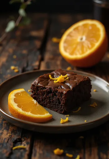 Brownie de laranja servido