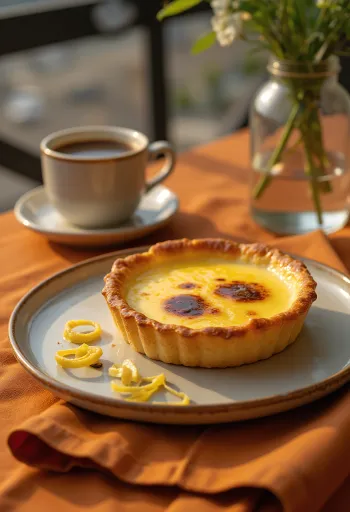 Pastel de nata com baunilha, sobremesa portuguesa com recheio cremoso de baunilha