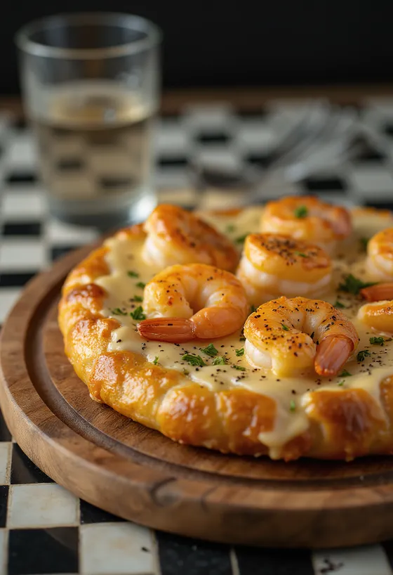 Pretzels de camarão servidos