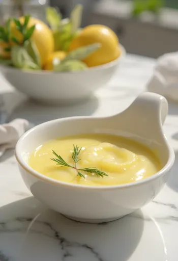 Molho de limão cremoso com pedaços de alecrim