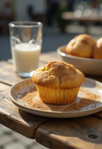 Muffins de canela servidos num prato