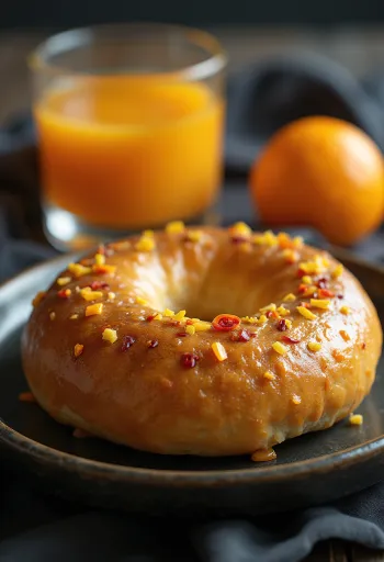 Bagel picante de chili e laranja acabado de cozer
