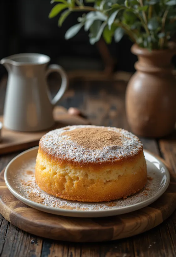 Pão de ló de canela cortado em fatias e servido