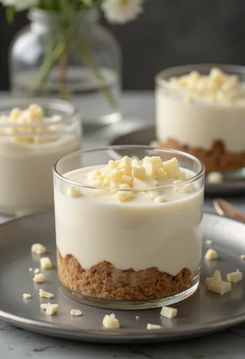 Bolo de mousse de chocolate branco servido em fatias