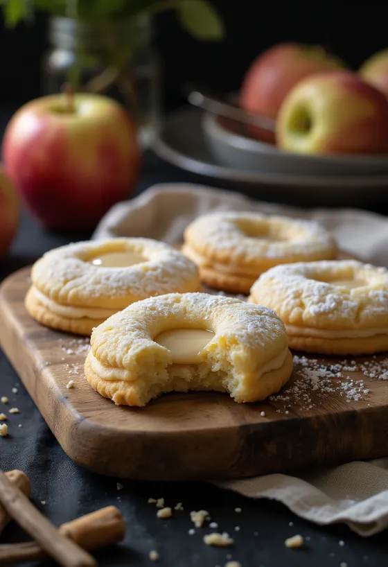 Linzer de maçã e baunilha servido