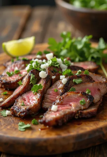 Carne asada servida com tortilhas e salada