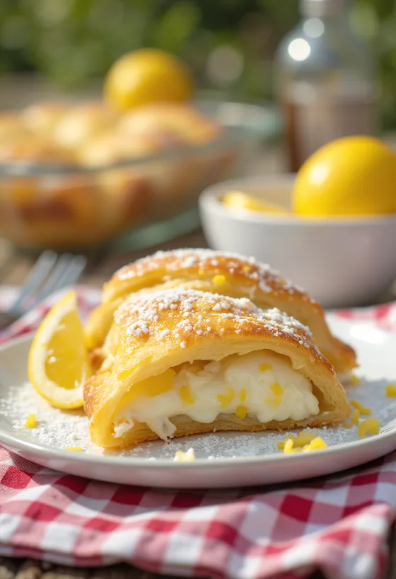 Strudel de requeijão com limão servido