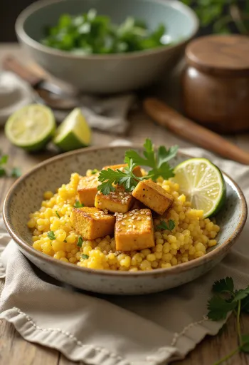 Caril de Quinoa com Alho e Tofu de Lima