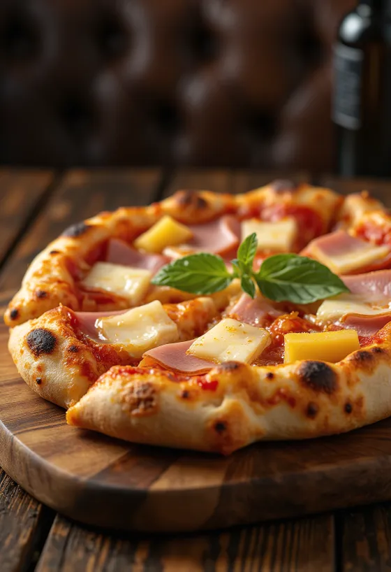 Hawaiian pizza com ananás e fiambre