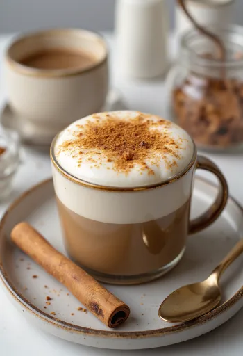 Chai latte com especiarias servido em caneca