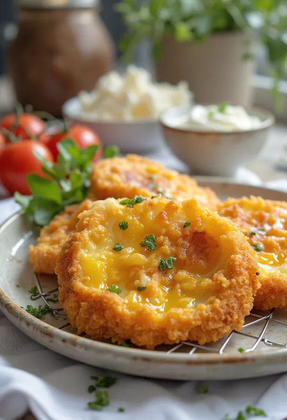 Beringela panada em polme crocante, frita até dourar