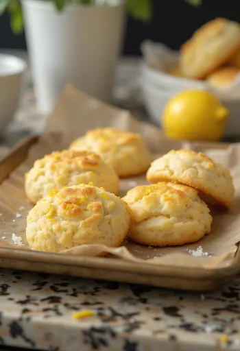 Bolachas de queijo quark douradas, polvilhadas com açúcar