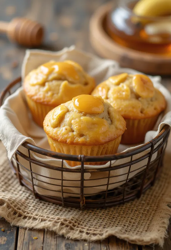 Muffins de banana e mel servidos