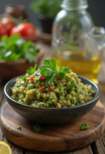 Molho chimichurri servido com grelhados