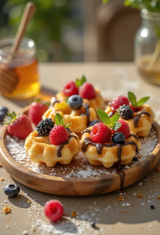 Mini Waffles servidas