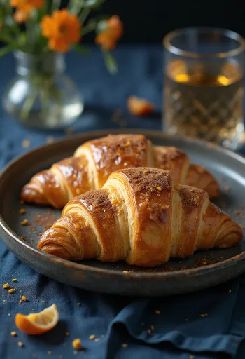 Croissant de canela espanhol acabado de cozer