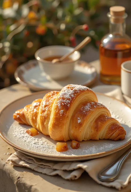 Croissant de maçã e canela servido