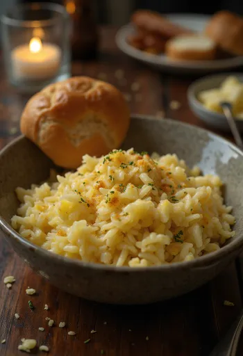 Arroz de alho e manteiga servido
