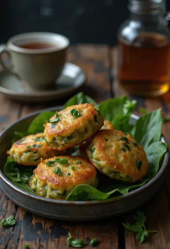Palak Bhaji feitos na hora, bolas de espinafres crocantes