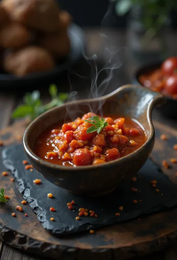 Molho de tomate com chili servido