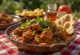 Caril de Borrego estilo Balti, caril de borrego picante servido com coentros