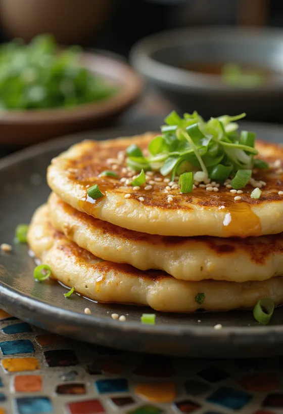 Panqueca de miso servida