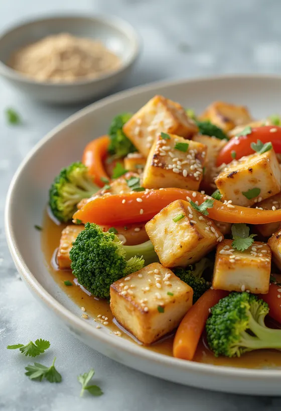 Tofu com Alho e Vegetais