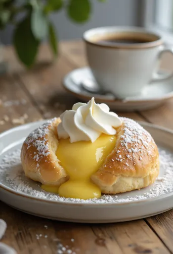 Semla servida com creme de baunilha