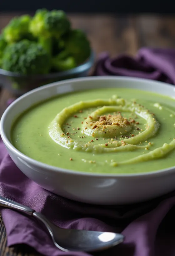 Creme de brócolos verde claro e suave