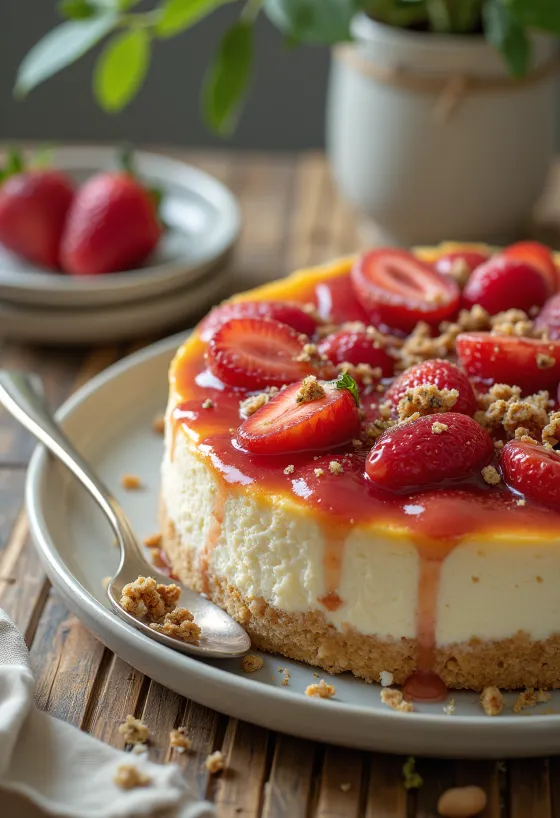 Cheesecake sem glúten com frutas frescas