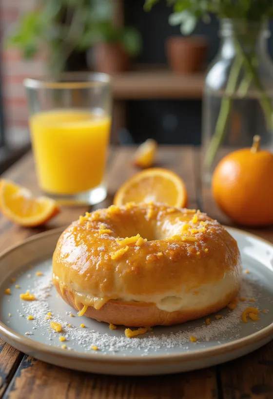 Bagel com licor de laranja fresco