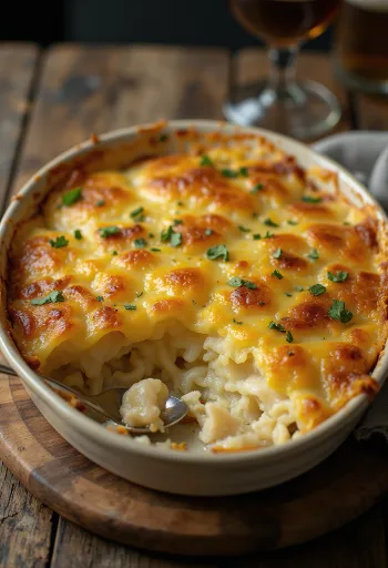 Travessa de bacalhau com natas gratinado dourado