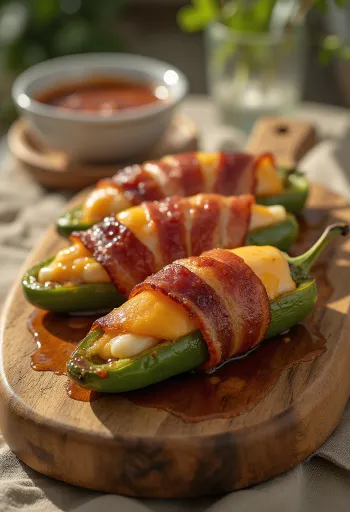 Jalapeno enrolado em bacon BBQ servido