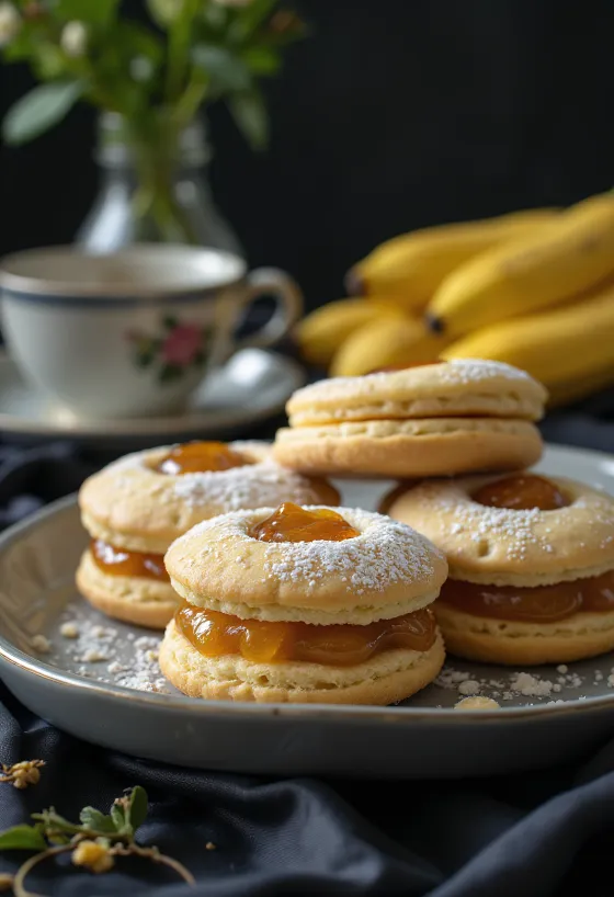 Linzer de limão e banana servido