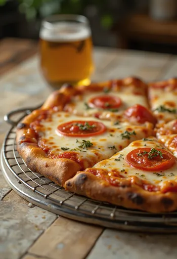New York Style Pizza com massa fina e fatias grandes