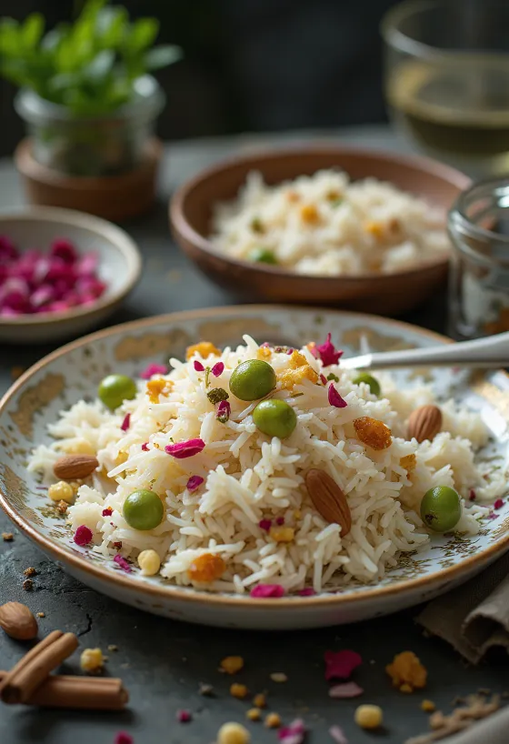 Shada mishti pulao, arroz doce com amêndoas e passas