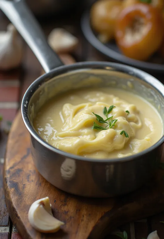 Molho branco rico de manteiga e alho
