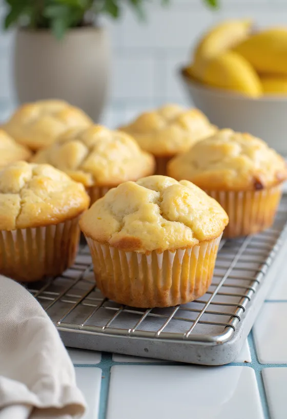 Muffins de limão e banana servidos