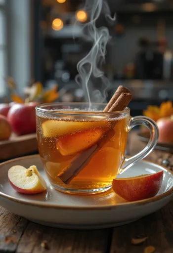 Cidra quente com canela com rodelas de laranja e paus de canela