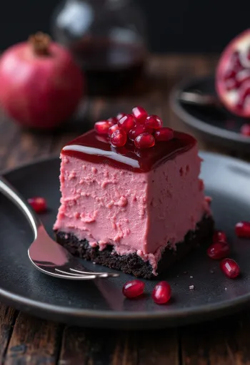 Bolo de mousse de romã servido