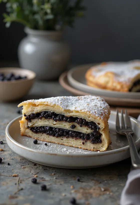 Tarte de papoila com massa dourada e recheio de papoila