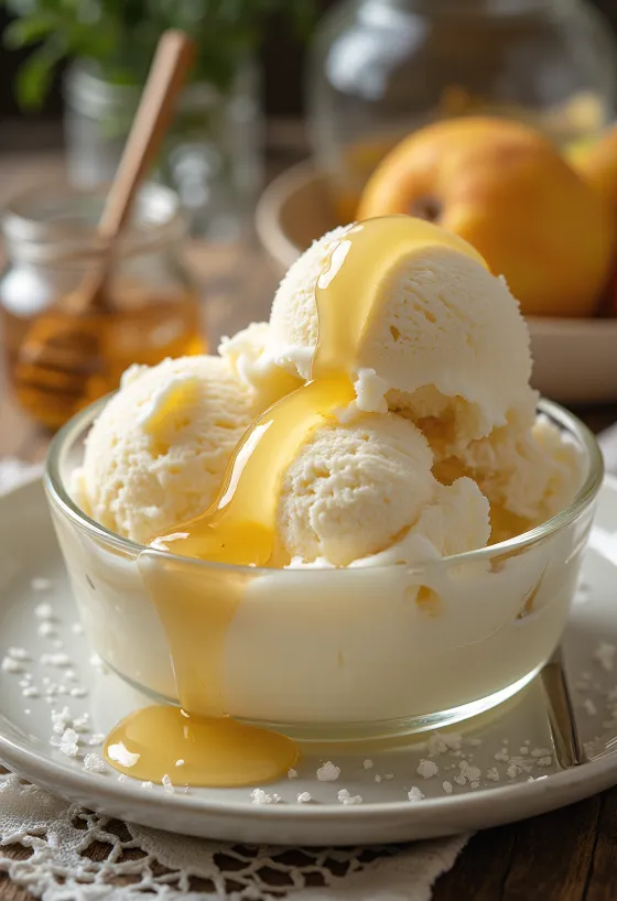 Gelado de baunilha e mel